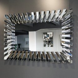 Srebrne lustro glamour prostokątne 80x120 cm M-0554