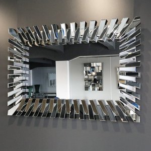 Srebrne lustro glamour prostokątne 80x120 cm M-0554