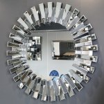 Srebrne lustro glamour okrągłe śr. 100cm M-0558