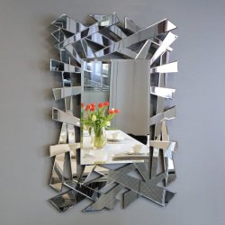 Srebrne lustro glamour prostokątne 80x120 cm M-0504