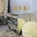 Szafka nocna 50x40x51 Milano szklana glamour - stolik lustrzany stal srebrna