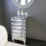 Komoda 50x40x89 Milano szklana glamour - szafka lustrzana stal srebrna