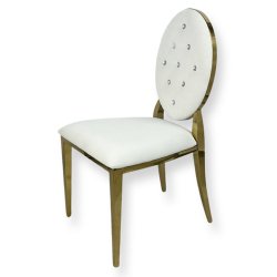 Krzesło Ludwik Gold glamour White - złote krzesła pikowane kryształkami