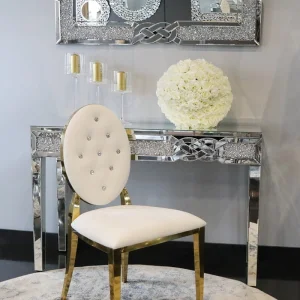 Krzesło Ludwik Gold glamour White - złote krzesła pikowane kryształkami