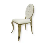 Krzesło Ludwik II Gold glamour Beige - złote krzesła pikowane kryształkami