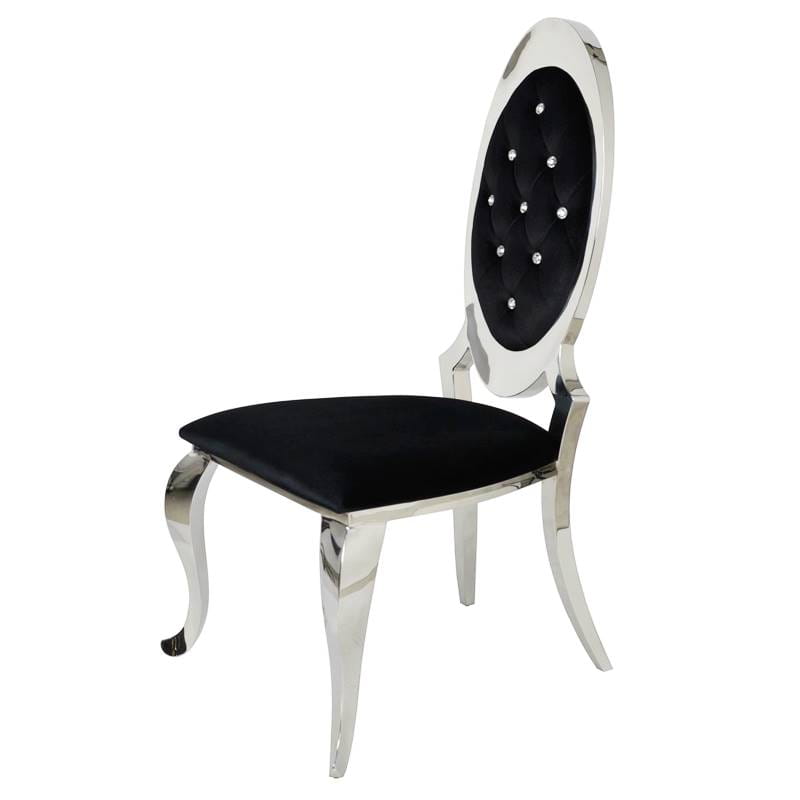 Krzesło glamour Victoria Black - nowoczesne krzesło pikowane kryształkami