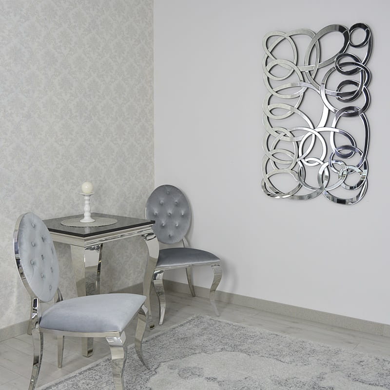 Srebrne lustro glamour prostokątne 80x120 cm M-0503