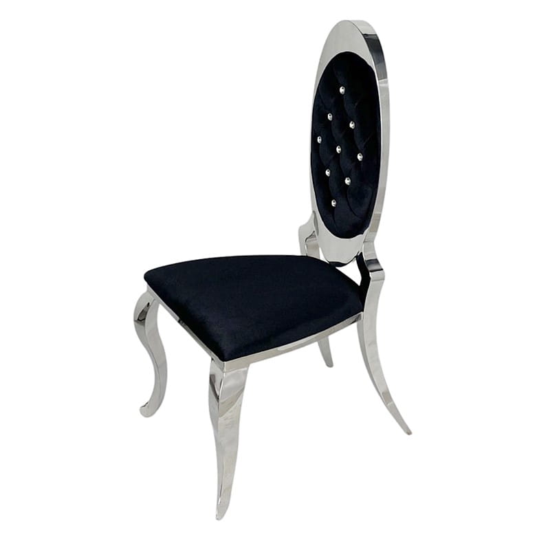 Krzesło glamour Victoria II Black - nowoczesne krzesło pikowane kryształkami