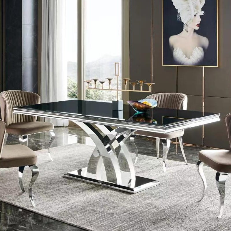 Stół glamour Colorado 160x90 cm - stal szlachetna blat kamienny nowoczesny