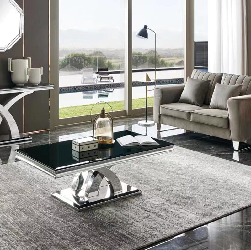 Ława glamour Colorado - stal szlachetna blat szklany nowoczesny