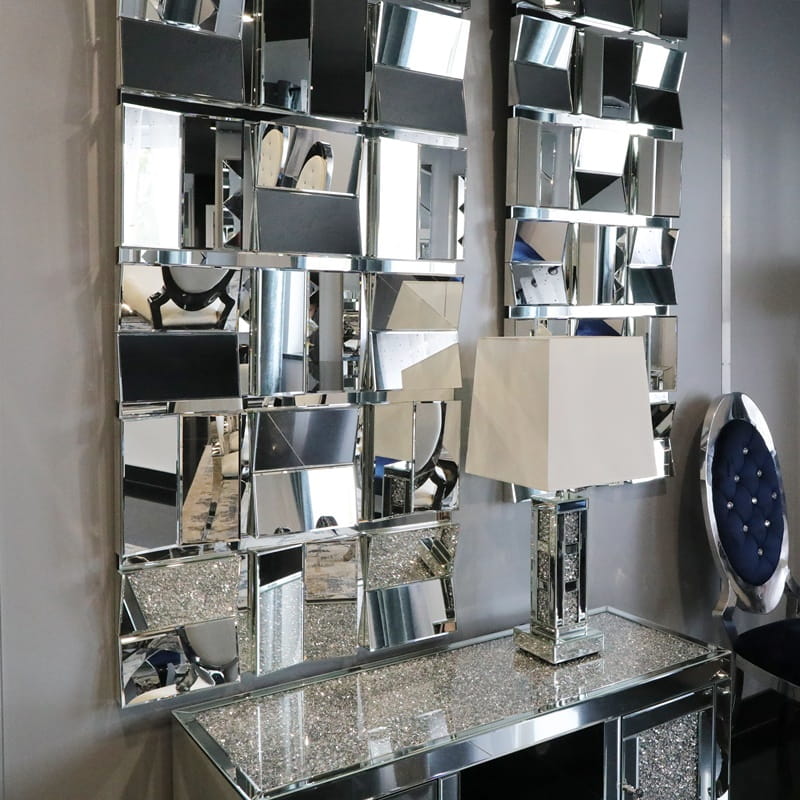 Srebrne lustro glamour prostokątne M-0567-02 80x180 cm