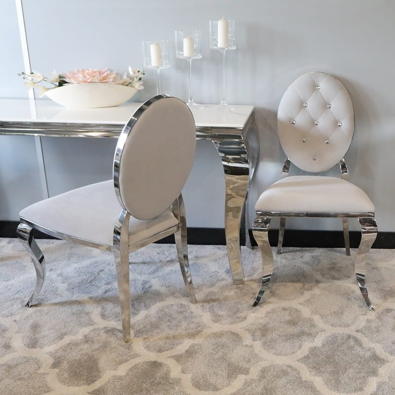 Krzesło Ludwik II glamour Silver - nowoczesne krzesła pikowane kryształkami